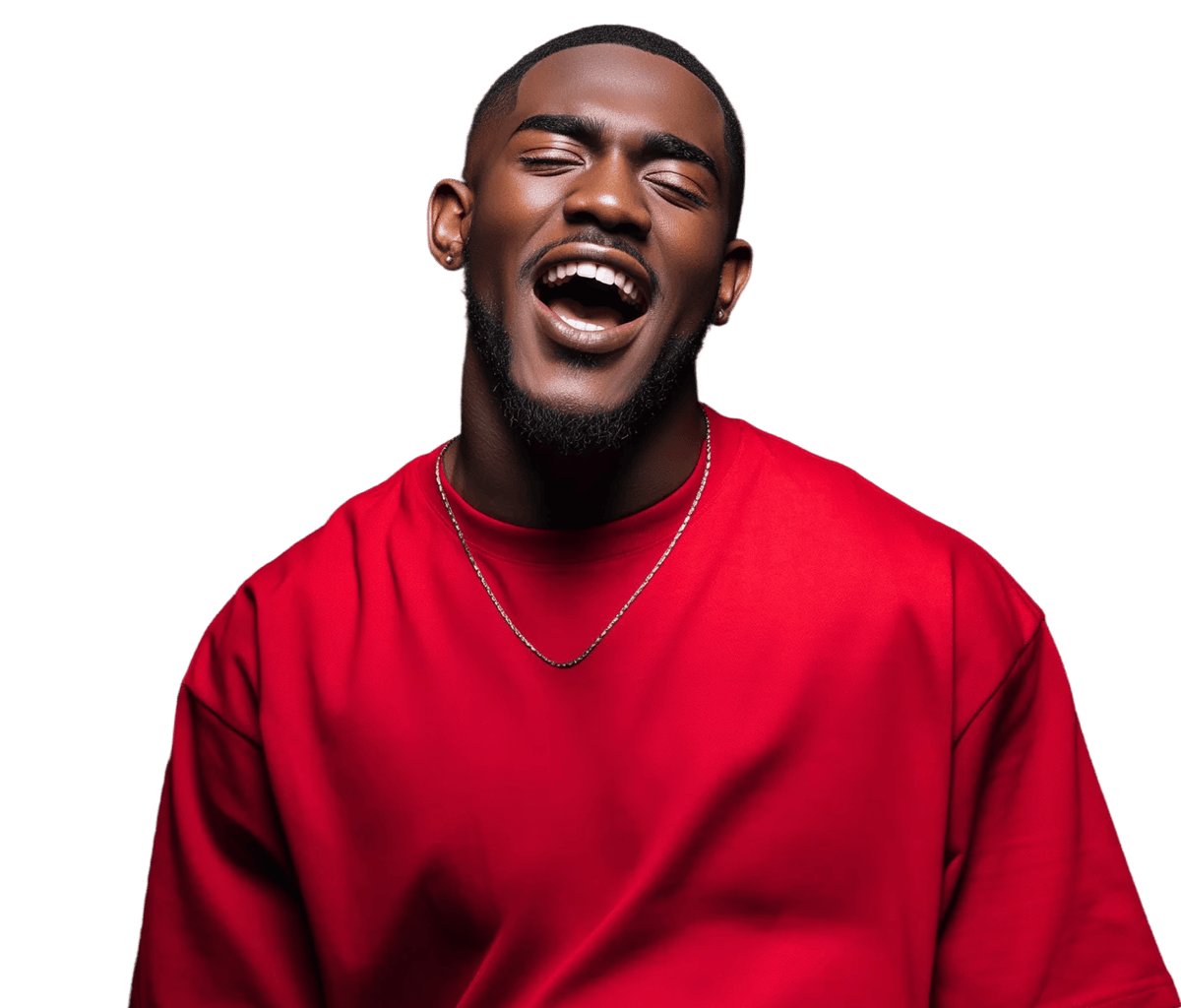 singer in a red shirt